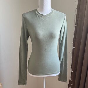 SKIMS Cotton Sage Green Women's Long Sleeve Top Medium